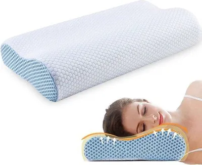 Productafbeelding van Unyqoos® Memory Foam Nekkussen – orthopedisch, ergonomisch visco-elastisch nekkussen voor zij-, rug- en buikslapers, met ademende bamboehoes (40% bamboe/60% polyester)