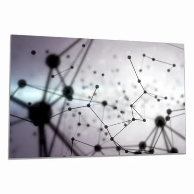 Produktbild von Wallario Herdabdeckplatte aus Glas, Größe 80 x 52 cm 1-teilig, Motiv 3D Partikel in schwarz vor hellem Hintergrund