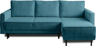 Produktbild von Lisa Design Charlie, Ecksofa beidseitig montierbar, 4-Sitzer, mit Schlaffunktion und Bettkasten, aus Cord , Entenblau