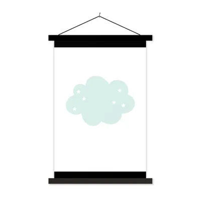 Produktbild von MuchoWow® Textilposter Wolke - Sterne - Pastell - Kinder - Baby 40x53 cm mit schwarzem Rahmen - Abbildung