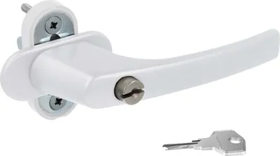 Alu Fenstergriff in Weiß RAL 9016 abschließbar - Stiftlänge 30mm