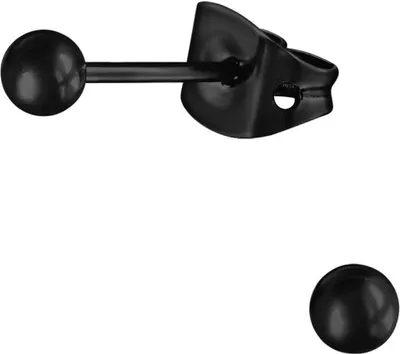 Produktbild von Ohrringe Ohrstecker Titan mit schwarzer Kugel 3-5mm Größe - 3 mm