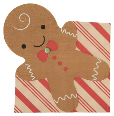 Produktbild von Clayre & Eef Servietten Papier 20er Set Pfefferkuchenmann 33x33 cm Braun Papier