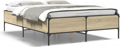 Obrázek produktu pro Rám postele Sonoma dub 135x190 cm Materiál na bázi dřeva a kovu