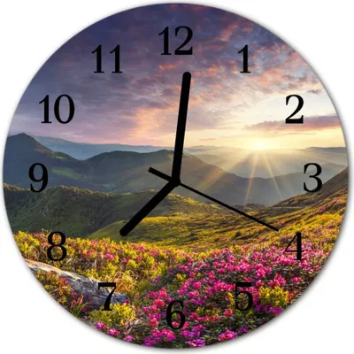 Produktbild von Glasuhr Wanduhr Küchenuhr Echt-Glas 30fi cm Landschaft mehrfarbig