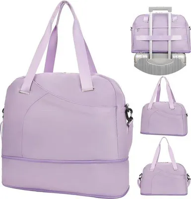 Immagine prodotto di Borsa da viaggio da donna, 30-42 litri, bagaglio a mano, borsa impermeabile, borsa da weekend, borsa da palestra, borsa da yoga, viola