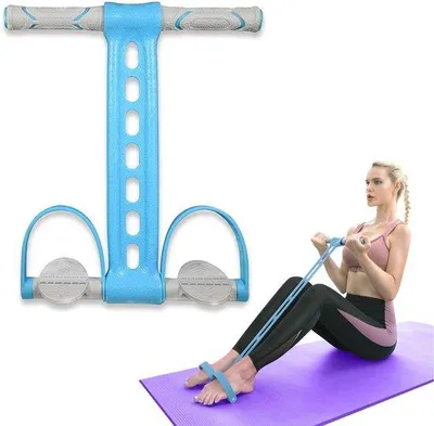 Produktbild von Elastische Bauchmuskeltrainer - Fitness Widerstandsbänder - Ab-Trainer - Ab-Roller - Ab-Wheel - Bauchmuskel-Wheel - Widerstandsfitness-Pedaal-Band - Multifunktionaler Stretchbalken - Trainingshilfsmittel - Beinbeuger - Fitnessgeräte - Blau