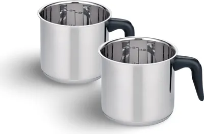 Image de 2x inox pot à lait 'Turin' 14cm petite casserole bord haut set de 2 casseroles