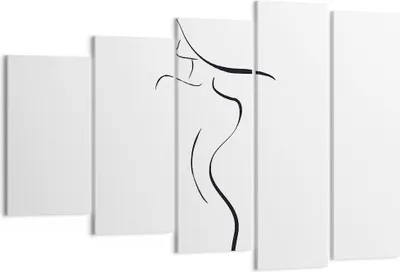 Produktbild von Bild auf Leinwand - Leinwandbild - 5 Teile - Minimalismus Frau Hut - 150x100cm - Wand Bild - Wanddeko - Wandbilder - Leinwanddruck - Bilder - Wanddekoration - Leinwand bilder - EG150x100-4908