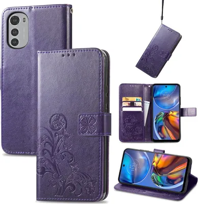 Produktbild von König Design Hülle kompatibel mit Motorola Moto E32 Kunstleder Handyhülle - Handy Case Violett