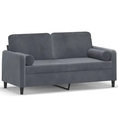 Produktbild von vidaXL 2-Sitzer-Sofa mit Zierkissen Dunkelgrau 140 cm Samt