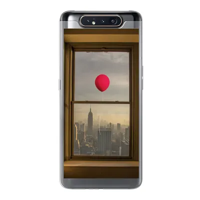 Produktbild von MuchoWow® Handyhülle Schutzhülle Hülle für Samsung Galaxy A80 Roter Ballon fliegt an Fenster in New York vorbei Silikon Softcase Handy Hülle - Schutzdeckel