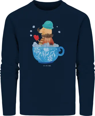 Produktbild von Mr. & Mrs. Panda Baumwoll Pullover Nachtfalter Schaumbad Größe L - French Navy - Geschenk, Bad, Tasse, Sweatshirt, Bio, WC, Ziele, Badezimmer, Lustige Sprüche, Pulli