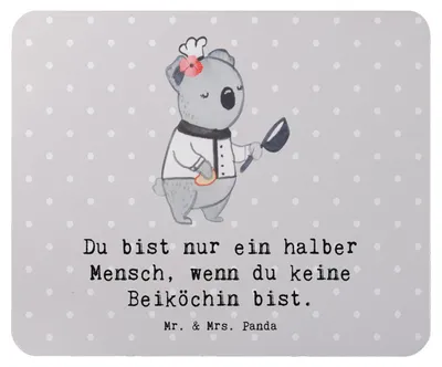 Produktbild von Mr. & Mrs. Panda Mouse Pad Beiköchin Herz - Grau Pastell - Geschenk, Mousepad, Spruch, Lustig, mauspad laptop, Gastronomie, pc, Beruf, Restaurant, computer