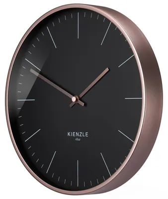 Radiogesteuerte Wanduhr, 25 cm, Roségold/Schwarz, Aluminium