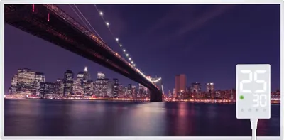 Produktbild von Heidenfeld Infrarotheizung HF-HP105 | Flachheizung - Heizpaneel - Bildheizung - Wandhalter - Überhitzungsschutz (1000 Watt Brooklyn Bridge)