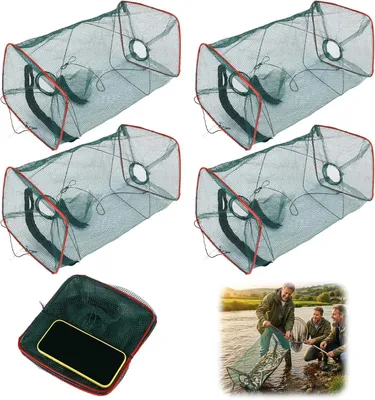 Produktbild von Fischkescher faltbar, 4 Stück, zum Fangen kleiner Fische, für Angeln