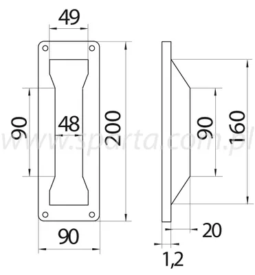 Produktbild von Uchwyt wpuszczany 200x90 mm Türgriff rechteckig Edelstahl