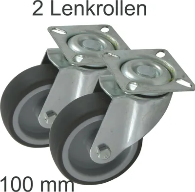 Produktbild von Rollen Lenkrolle 100 mm Apparaterolle Gummi Möbelrolle Geräte Rolle spurlos lauf