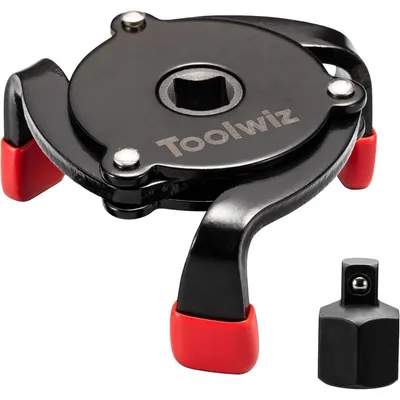 Immagine prodotto di Chiave universale per filtri dell'olio a 3 bracci, regolabile da 60 a 98 mm, in acciaio cromo-vanadio, colore nero/rosso