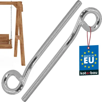 Produktbild von KOTARBAU® 2er Set Schaukelhaken Schraubhaken M12 210 mm Verzinkter Stahl Deckenhaken Haken zum Schrauben Schwerlasthaken Schaukel Haken