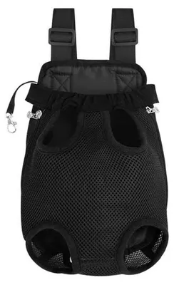 Image de Sac à dos de voyage pour chiens - Flexible - Noir - Mains libres - En mesh nylon - Idéal pour les voyages et la randonnée - Pour les chiens jusqu'à 7 kg