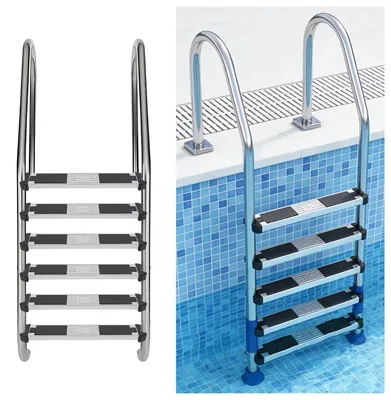 Imagen del producto de Escalón de repuesto para barandillas de piscina - Escalón - Acero inoxidable 304 - Antideslizante - Capacidad de carga: 150 kg - Color: negro