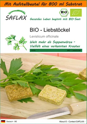 Produktbild von SAFLAX Garden in the bag - BIO - Liebstöckel - Levisticum officinale - 100 Samen - Mit Anzuchtsubstrat im praktischen, selbst aufstellenden Beutel