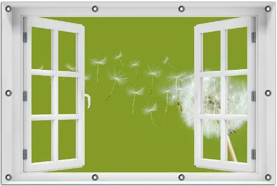 Produktbild von Wallario Outdoor-Poster für Garten oder Balkon 80 x 120 cm: Pusteblume auf der Wiese mit fliegenden Samen