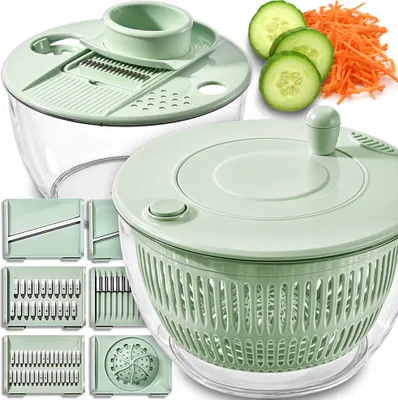 Produktbild von Kuketo | Multifunktionsgerät 11in1 - hellgrün - Gemüseschneider und Salatschleuder - kompakt und vielseitig