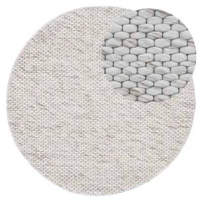 Produktbild von Wollteppich Sina weicher handweb Teppich Natur Rund Beige meliert Ø 80 cm | Zeitloser Wollteppich für Wohnzimmer, Schlafzimmer & Kinderzimmer