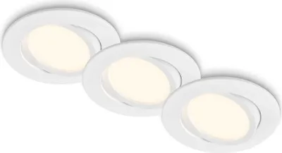 Immagine prodotto di Briloner PIWO set di 3 faretti LED da incasso 230V, orientabili, colore luce bianco caldo, bianco, Ø8 x 2,2 cm