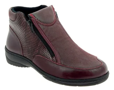 Produktbild von PodoWell MARJORIE Polo-Stiefel für Damen, weit geschnitten, bordeauxrot, Größe 1: 37