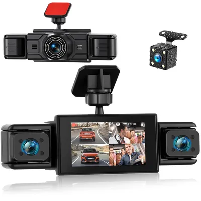Obrázek produktu pro 4-kanálová palubní kamera s 360° záběrem, 3 palcová obrazovka, přední kamera s rozlišením 1080p a 3 kamery s rozlišením 480p, detekce pohybu, cyklické nahrávání