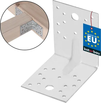 Produktbild von KOTARBAU® Winkelverbinder 100x100x80mm verzinkter Stahl mit Sicke Metallwinkel 90 Grad Silber Holzverbinder Schwerlastwinkel Holzwinkelverbinder