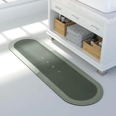 Immagine prodotto di Tappetino assorbente per il bagno, resistente allo sporco, antiscivolo, in microfibra, verde, 60 x 40 cm