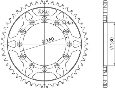 Productafbeelding van Staal kettingtandwiel Supersprox 520 - 40 tanden (zwart) RFE-245/2:40-BLK | Binnenmaat 130,0 mm, Buitenmaat 150,0 mm, 6 gaten/6 gaten