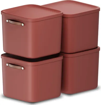 Produktbild von Rotho 4er-Set Aufbewahrungsbox 40L Maloja - Kunststoffbox mit Deckel - Stapelbox 39,5 x 38,0 x 34,0 cm - Plastikbox Ordnungsbox Allzweckkiste