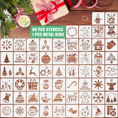 Weihnachtsschablonen, 60 Stück, wiederverwendbar, 7,6 cm