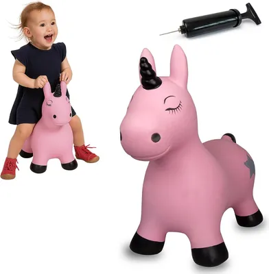 Produktbild von JAMARA 460453 Hüpftier Einhorn HoppyDoo - Spielzeug für Kinder, Hüpfspielzeug Baby Indoor/Outdoor, Geschenk für Kids, Gartenspielzeug, Bouncing, Pflegeleicht, BPA frei, mit Pumpe