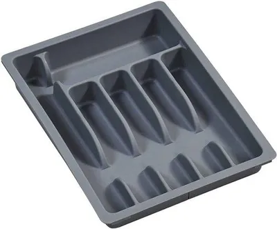 Produktbild von Famanu Besteckkasten ausziehbar Kunststoff grau - Maße 29-50 cm x 38 x 65 cm