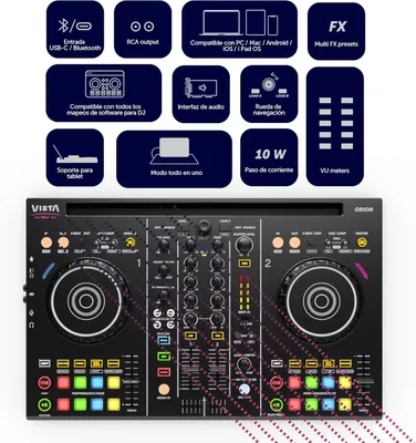 Image de Contrôleur DJ 2 canaux - Console de mixage DJ - Mixeur DJ - Table de mixage - Interface audio - Bluetooth et USB
