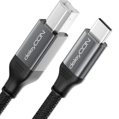Produktbild von deleyCON 1,5m USB-C Druckerkabel - USB-C auf USB-B - MacBook, PC, Scanner