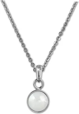 Produktbild von Amello Halskette 50cm Edelstahl Keramik Schmuck Halbkugel silber weiß ESKX36W5
