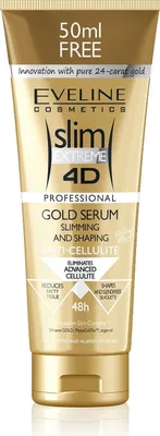 Produktbild von Eveline Slim Extreme 4D Gold Anti-Cellulite-Serum, 250 ml - Schlankheits- und Straffungseffekt für eine verfeinerte Silhouette