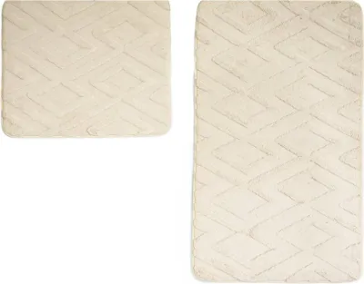 Produktbild von Elegance WC-Set mit Diamant-Jaquard-Struktur - 2-teiliges Badematten-Set Beige