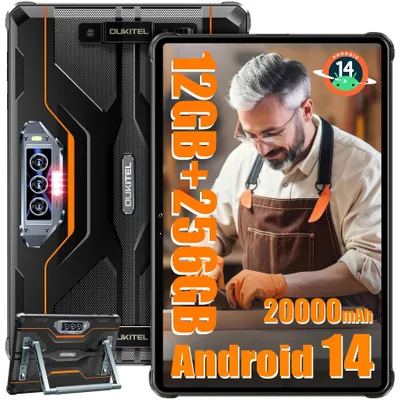 Produktbild von OUKITEL RT8 Outdoor Tablet 20000mAh 12GB+256GB G99, 11 Zoll FHD+ Rugged Tablet 48MP+32MP Android 14 Gaming Tablet NFC 4G Dual SIM/5G WiFi, Orange