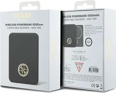 Produktbild von Guess Magsafe 4G Strassed Metal Logo Induktions-Powerbank 15 W 5000 Mah - Schwarz