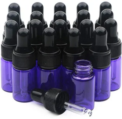 Obrázek produktu pro 3 ml fialových skleněných lahviček na esenciální oleje – 20 kusů – s kapátkem – ideální pro aromaterapii