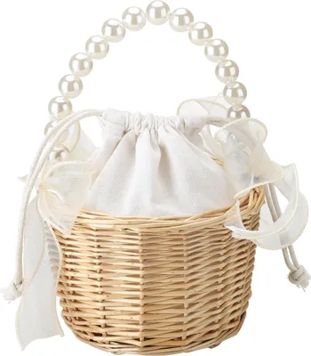 Produktbild von Weidenkörbe für Blumenmädchen bei Hochzeiten, Weidenkorb aus Rattan, handgeflochtener Korb, Weidenkorb mit Henkel, Strohtasche, Weidenkorb
